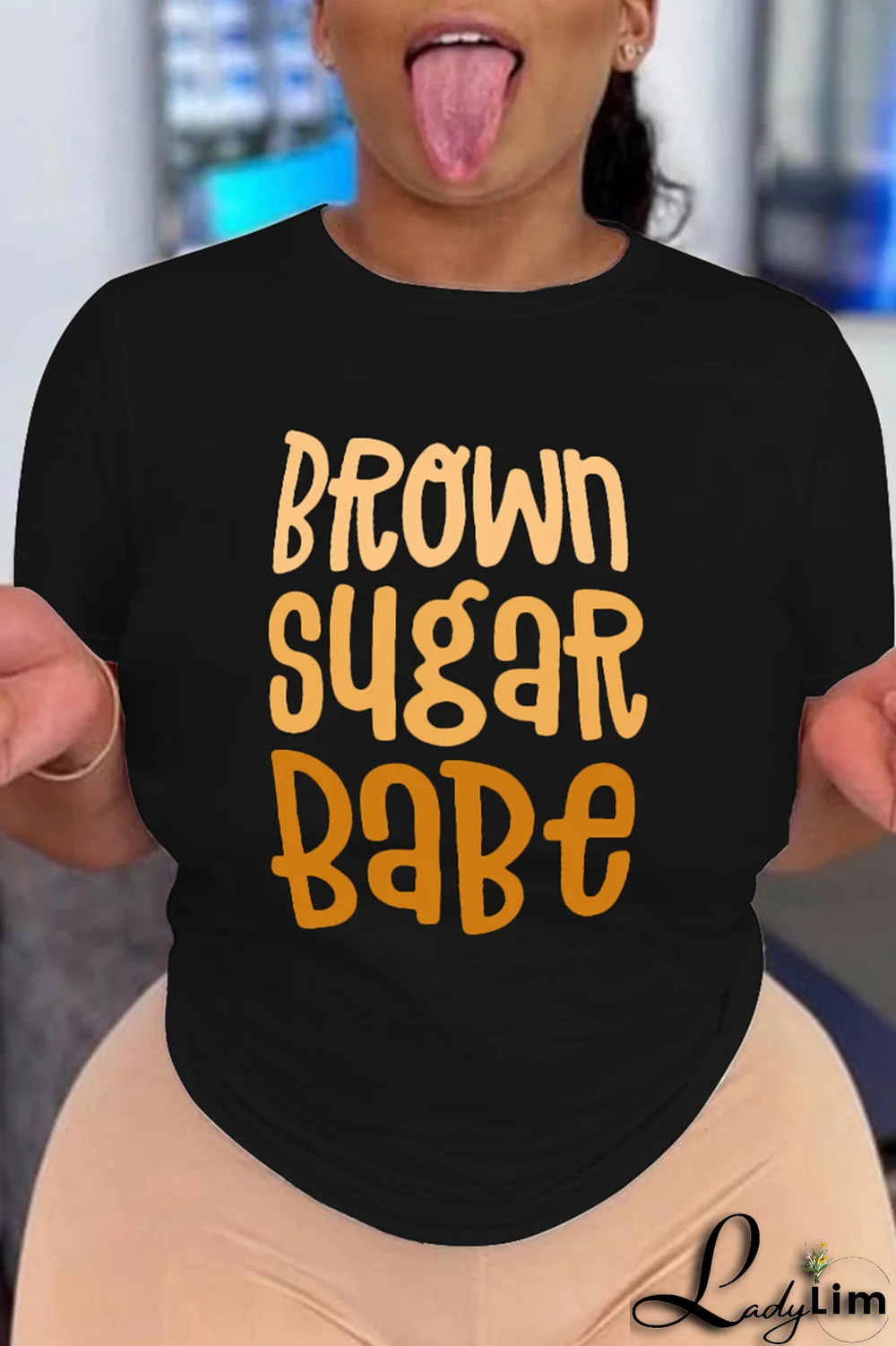 Grey Fashion Street Print Split Joint Letter O Neck T-Shirts