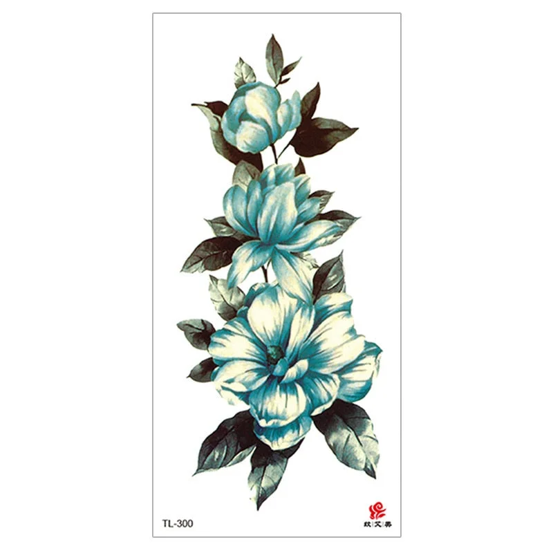 Peony Rose Temporary Tattoo Stickers,Women Body Art Tattoo,Girl Back Breast Arm Leg Red Blue Pink Flower Fake Tatoos