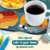 6Pcs/set Diamond Painting Wooden Sunrise Coaster Cup Cushion With Holder