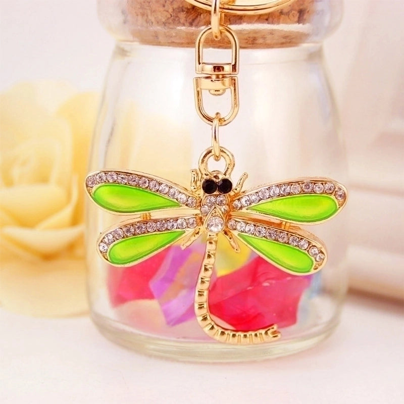 Dripping Craft Small Gift Green Dragonfly Keychain