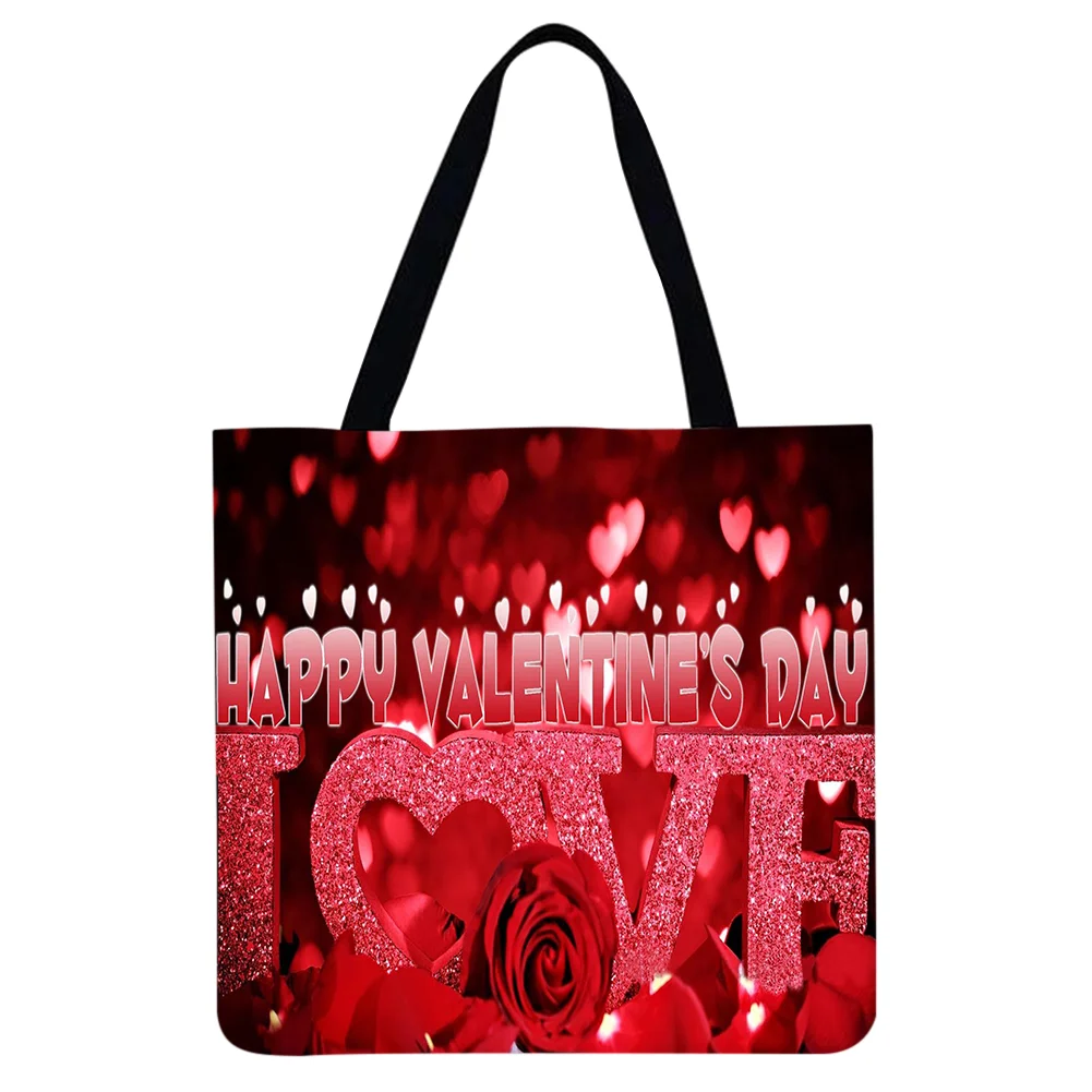 Linen Tote Bag-Valentine s Day