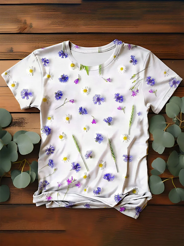 Women's Lavender Art Crew Neck T-Shirt socialshop
