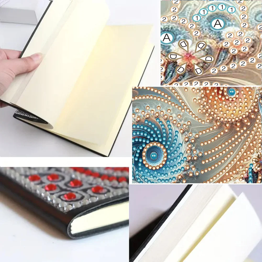 5D DIY Floral Pattern Special Shaped Diamond Art Painting Notebook Kit