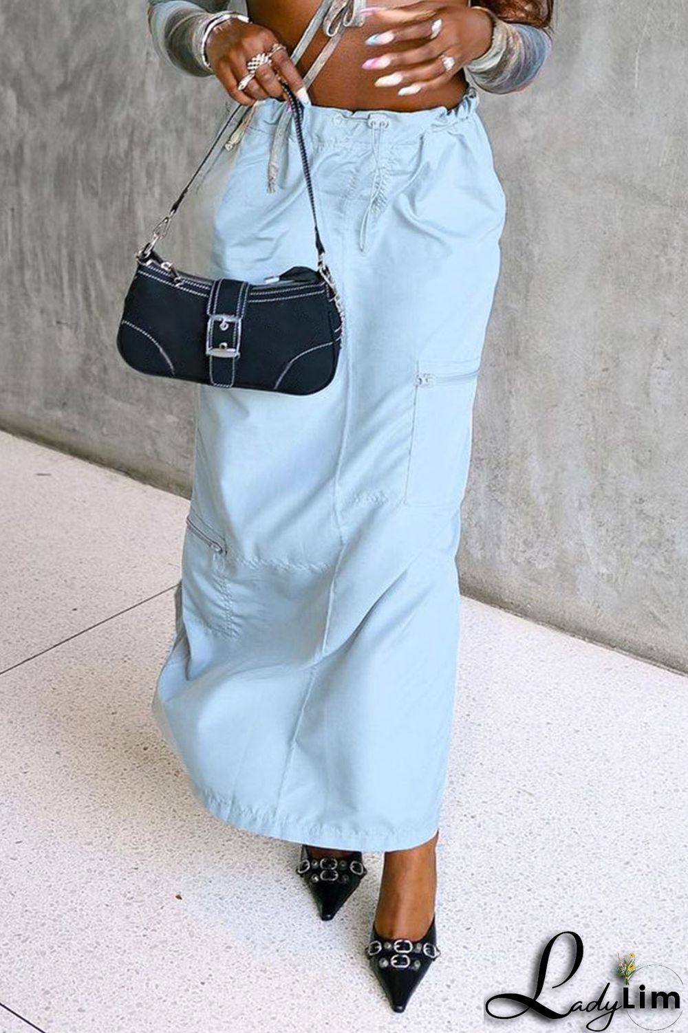 Black Casual Street Solid Patchwork High Waist Straight Solid Color Bottoms