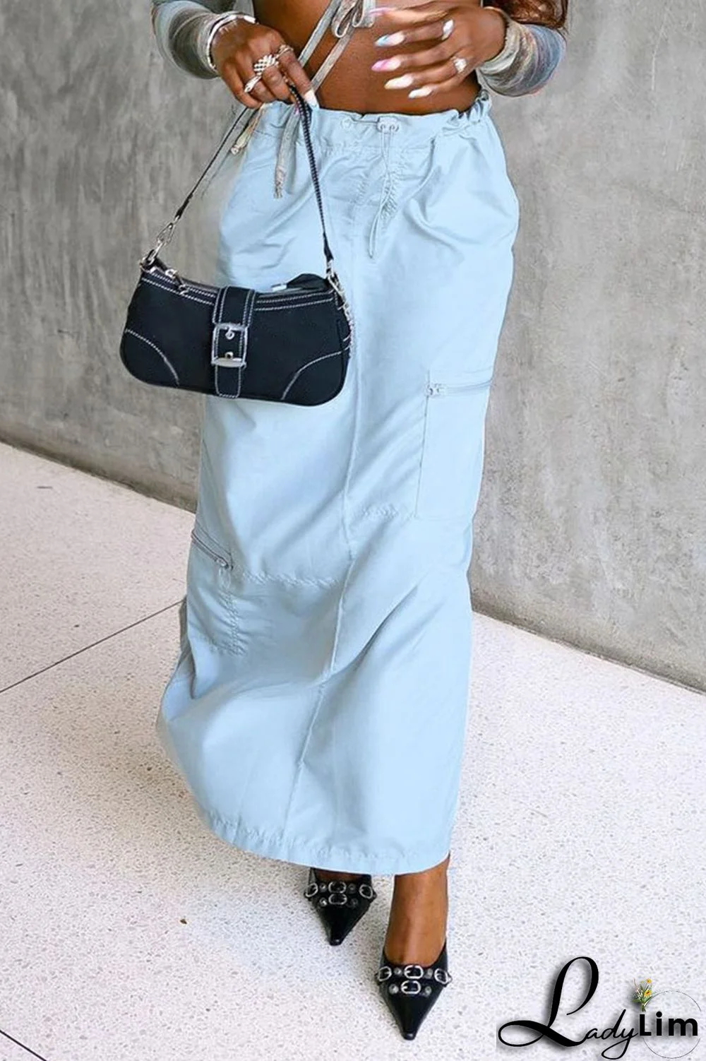 Black Casual Street Solid Patchwork High Waist Straight Solid Color Bottoms