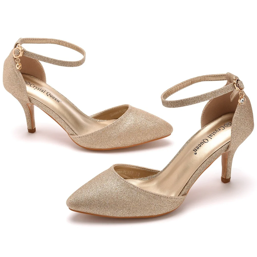 Breakj Breakj Cm Large-Size Sandals Fine-Heeled Sandals Gold-Slilight Pointed Sandals Women's Stage Banquet Women's Shoes
