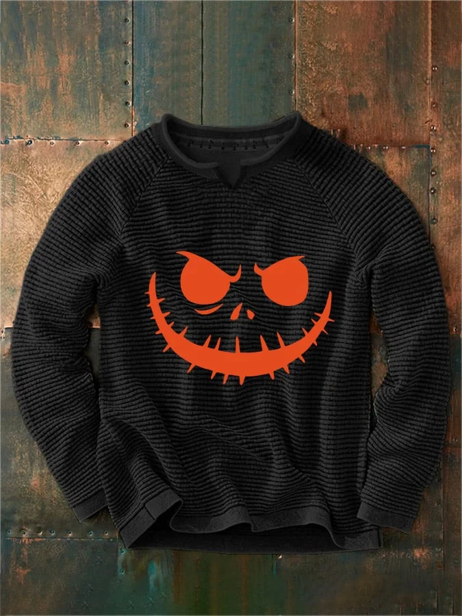 Men's Halloween Print Waffle Sweatshirt