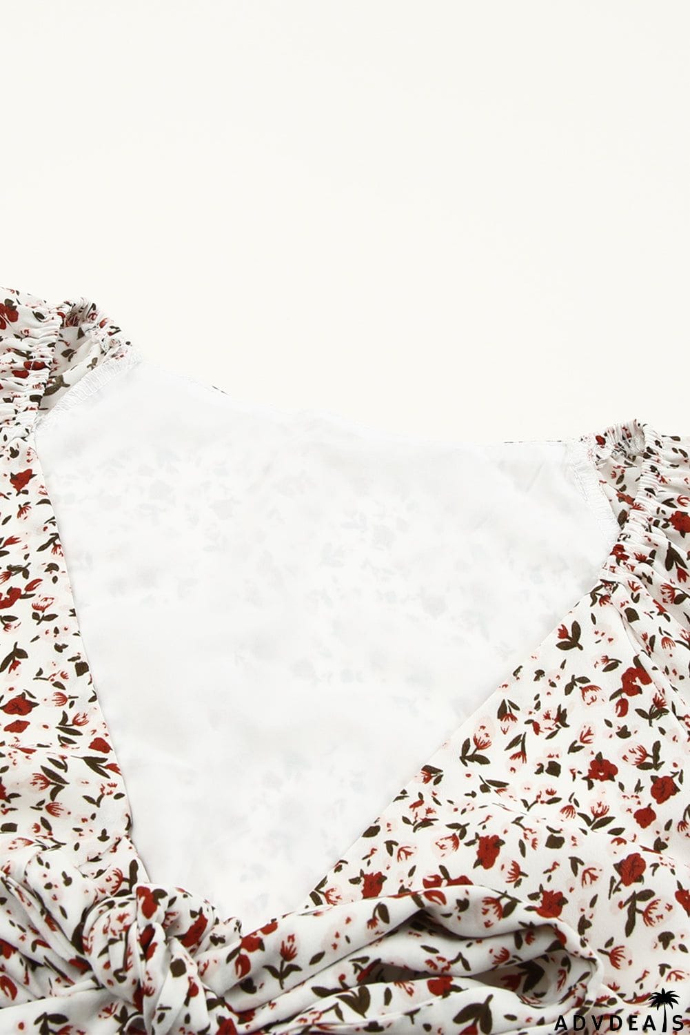 Floral Print Front Tie Ruffled Long Sleeve Blouse