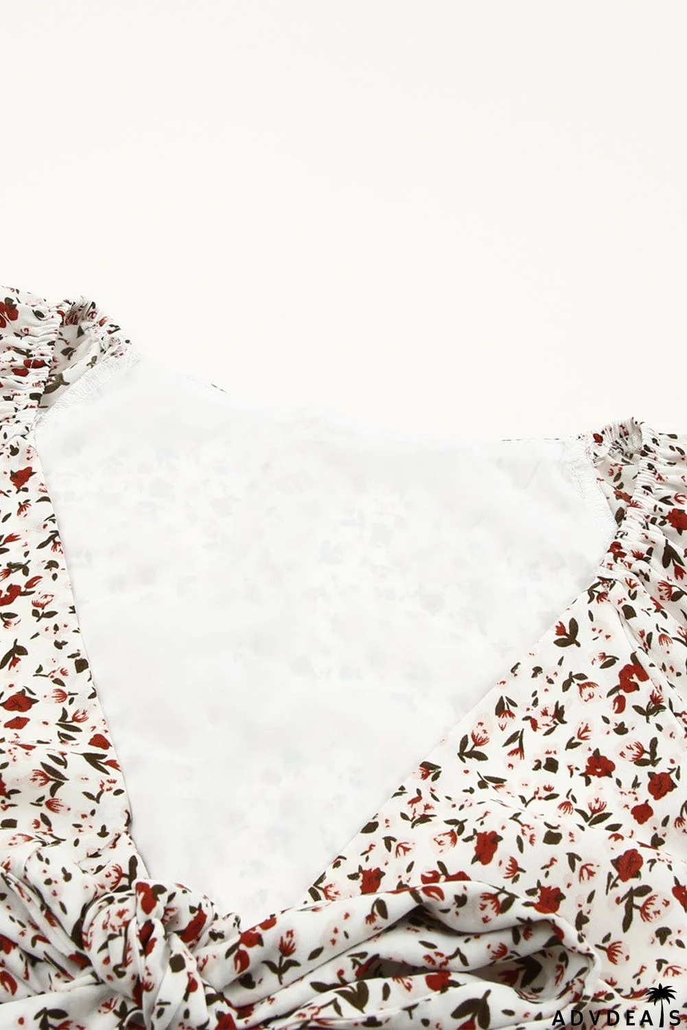 Floral Print Front Tie Ruffled Long Sleeve Blouse