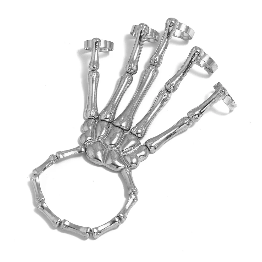 Punk Metal Texture With Finger Ghost Hand Skull Bracelet Techwear Shop