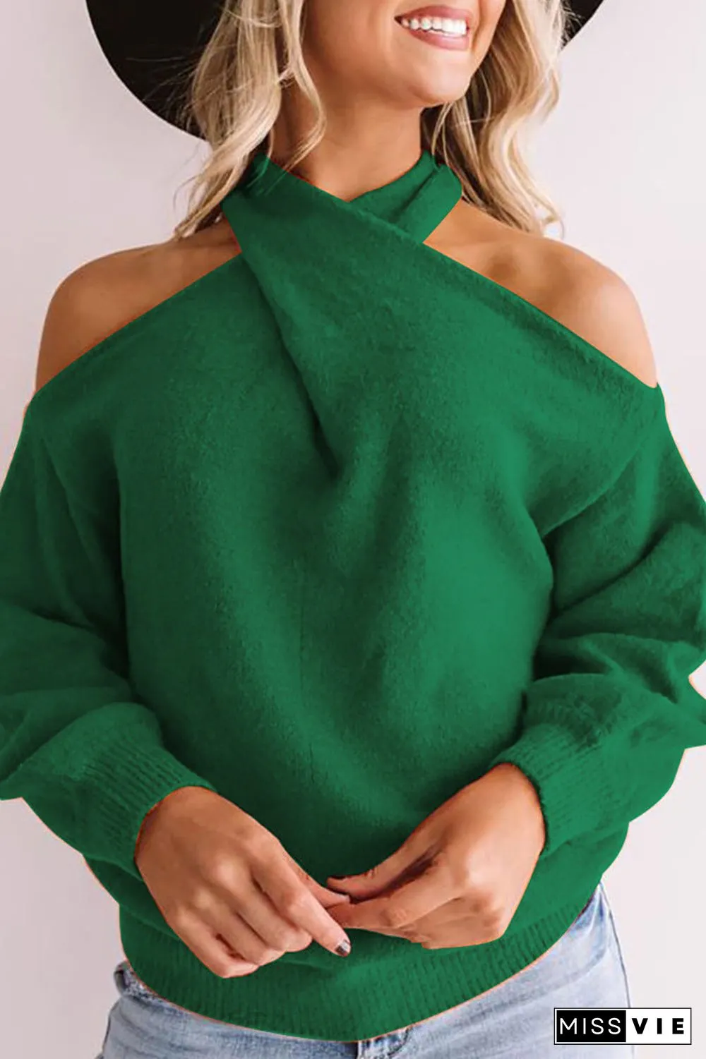 Multi Strap Cold Shoulder Sweater