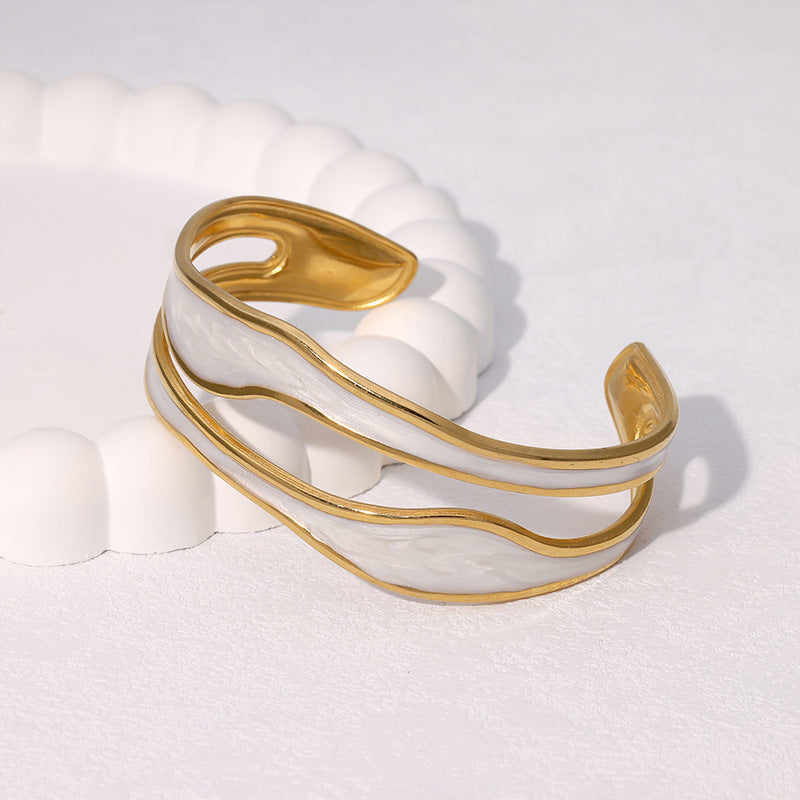 Ins Fashion Simple Oil Drop Irregular Bracelet Gold-Plated Design Stainless Steel Bracelet Female