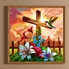 Kreuz 5d DIY Runde Vollbohrer Dimond Gemälde Kit Haus Wanddekoration 30x30cm