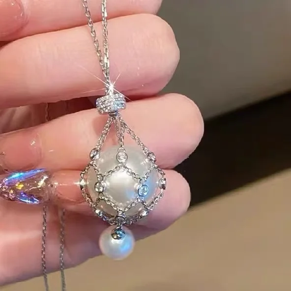 tina pearls natural freshwater round pearls real 18 k gold lucky bag necklace 43cm length dhl free shipping