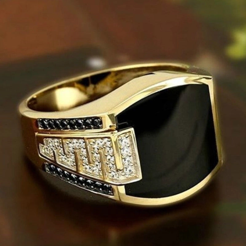 Minimalist Geometric Alloy Plating Inlay Rhinestones Men’s Rings 1 Piece