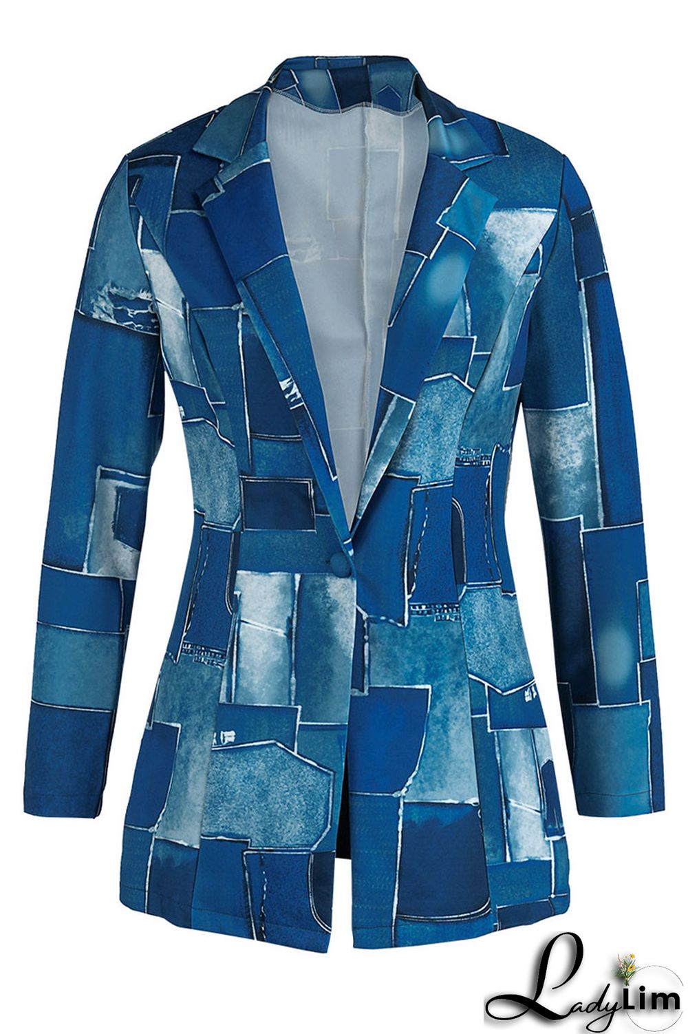 Camel Casual Print Patchwork Buttons Turn-back Collar Long Sleeve Two Pieces