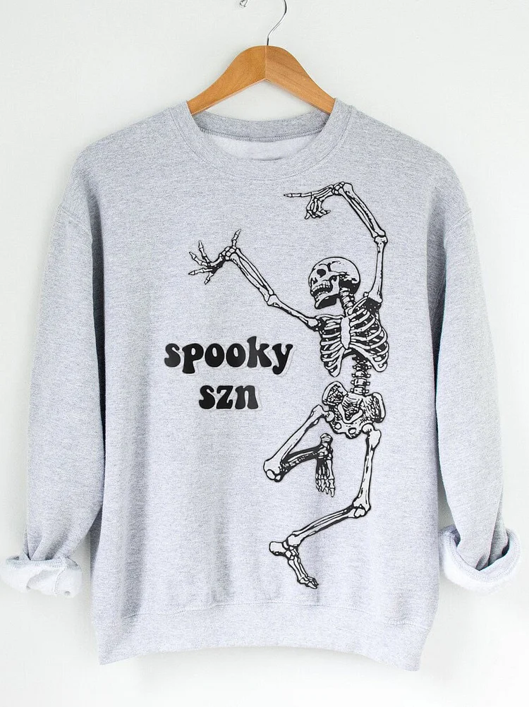 Men's Halloween Spooky SZN Skeleton Print Sweatshirt
