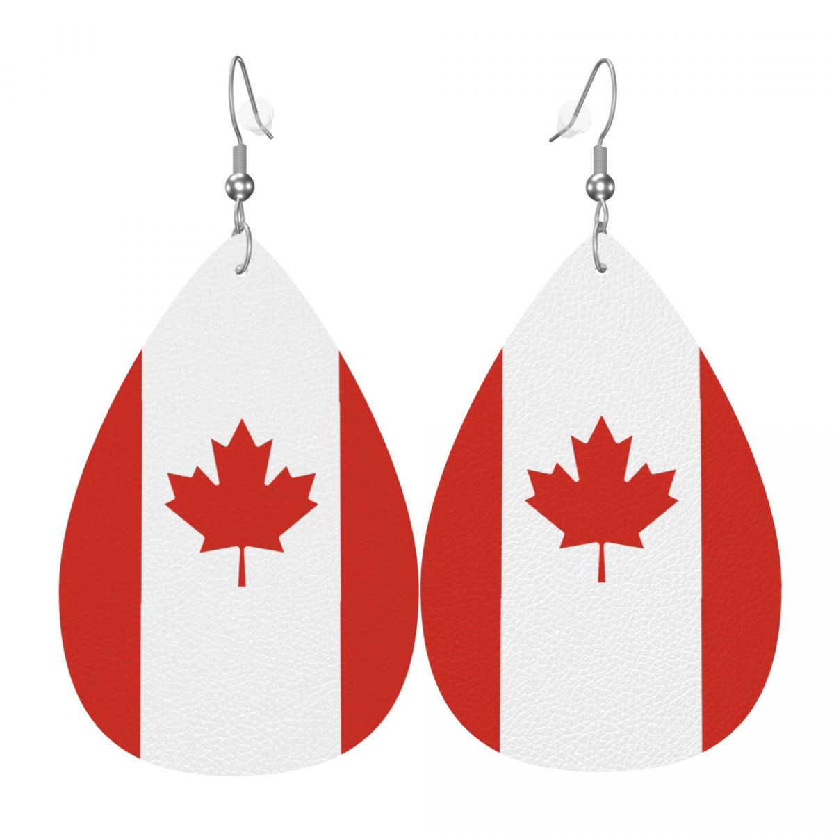 Canada Flag Print Leather Teardrop Dangle Earrings for Women