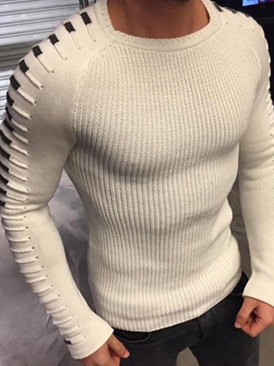 Sleeve Details Casual Knitted Sweater