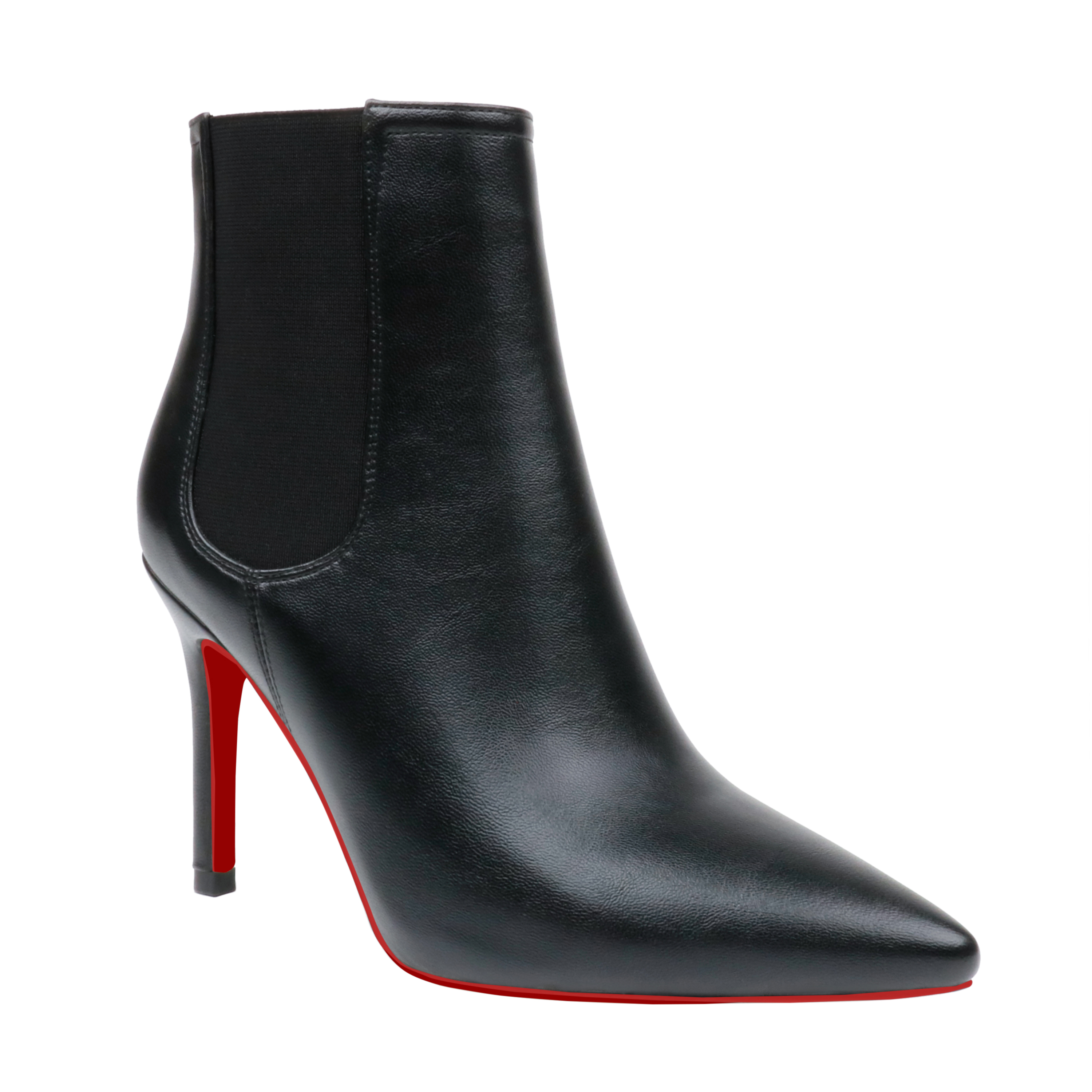 90mm Women's Stiletto Middle Heel Pointed Toe Red Bottom Ankle Boots Matte Shoes-MERUMOTE