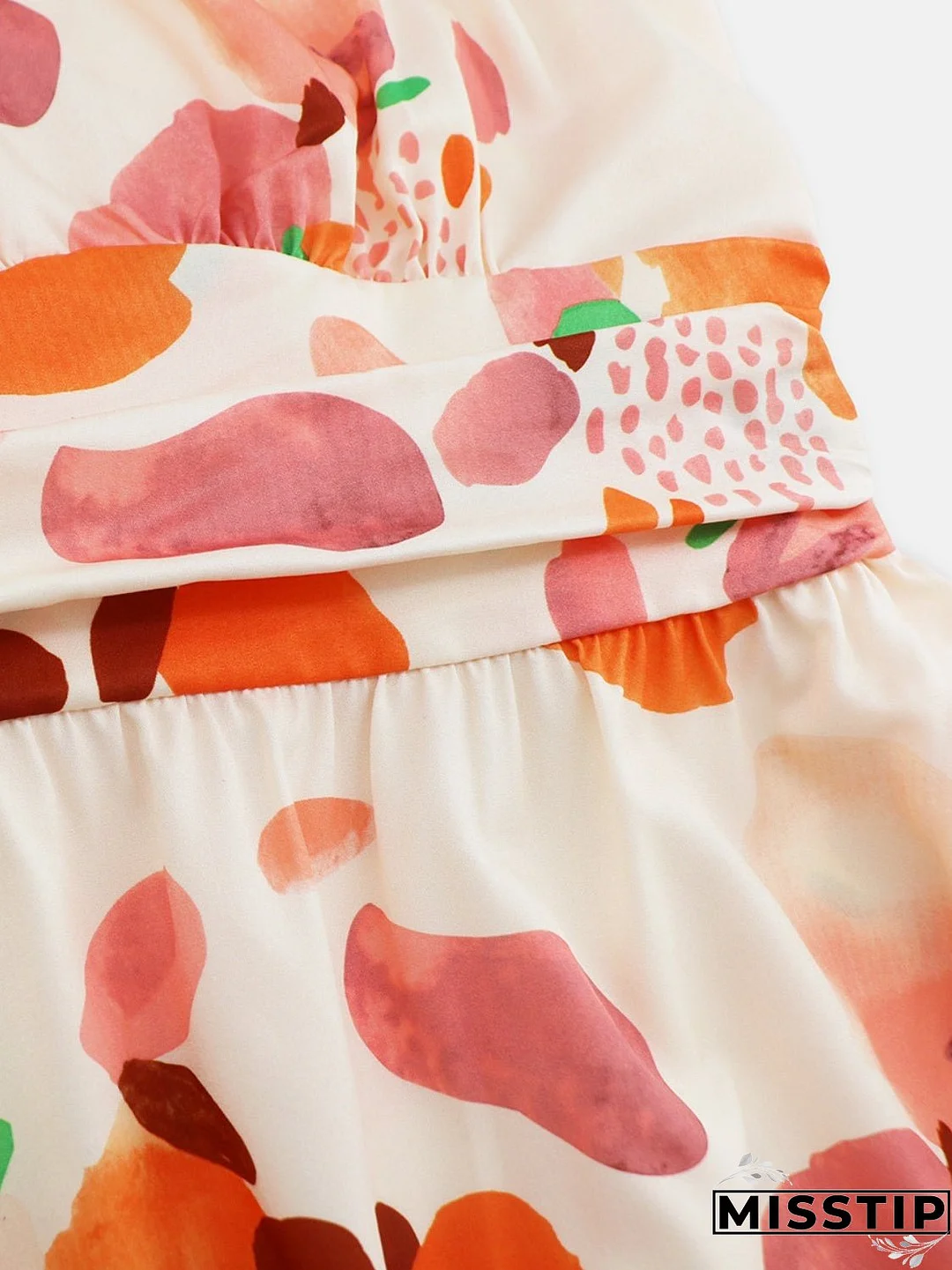 Ruched Printed Halter Neck Sleeveless Dress