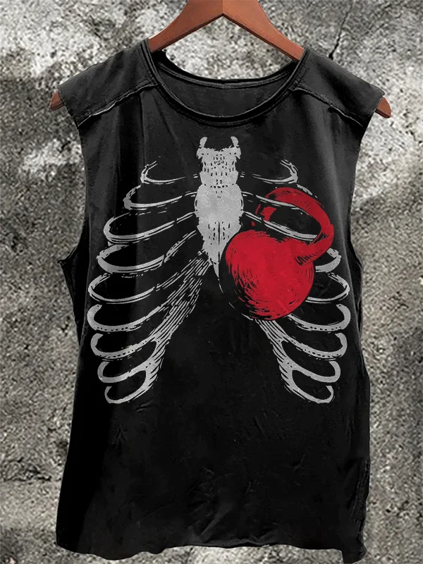 Men's Fitness Enthusiast's Heart Art Print Tank Top