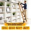 [US Local Warehouse] 20FT Sliding Library Ladder Hardware Kit Floor Roller with Brake Telescopic Top Hook Sliding Track Kit with Complete Hardware Set (No Ladder) Indoor Moving Track for Home Office Loft (Adjustable)