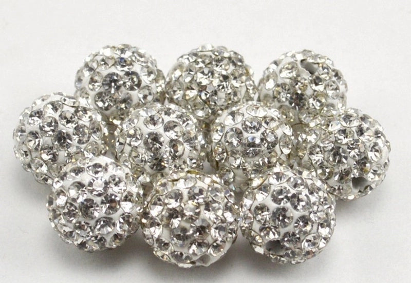 50 Pieces 35mm 4mm Soft Clay Artificial Rhinestones Round Beads