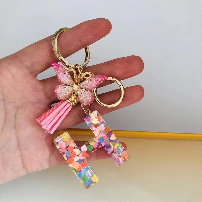 Classic Style Commute Letter Butterfly Resin Unisex Bag Pendant Keychain