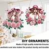 2Pcs Girl 2D Flat DIY Hanging Diamond Art Ornament Window Pendant (Floral Hat)