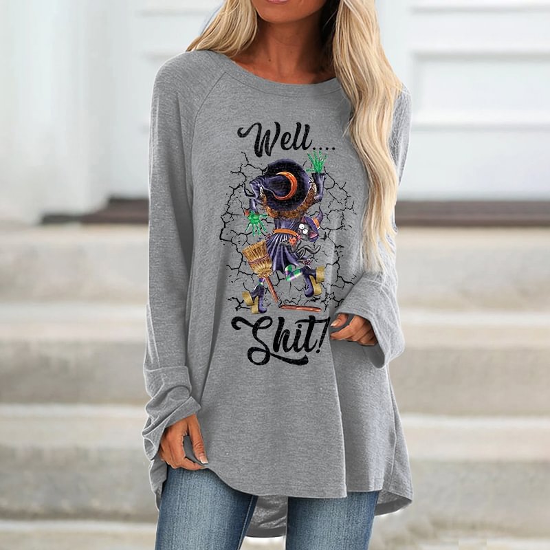 The Witch of Halloween Printed Loose T-shirt