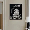 DIY Pearl Painting Boat for Home Wall Decor with Frame(40x30cm)