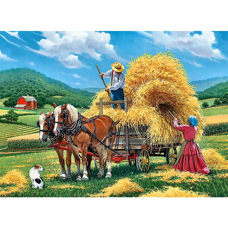 Full Round Diamond Painting - Country road carriage 40*30CM