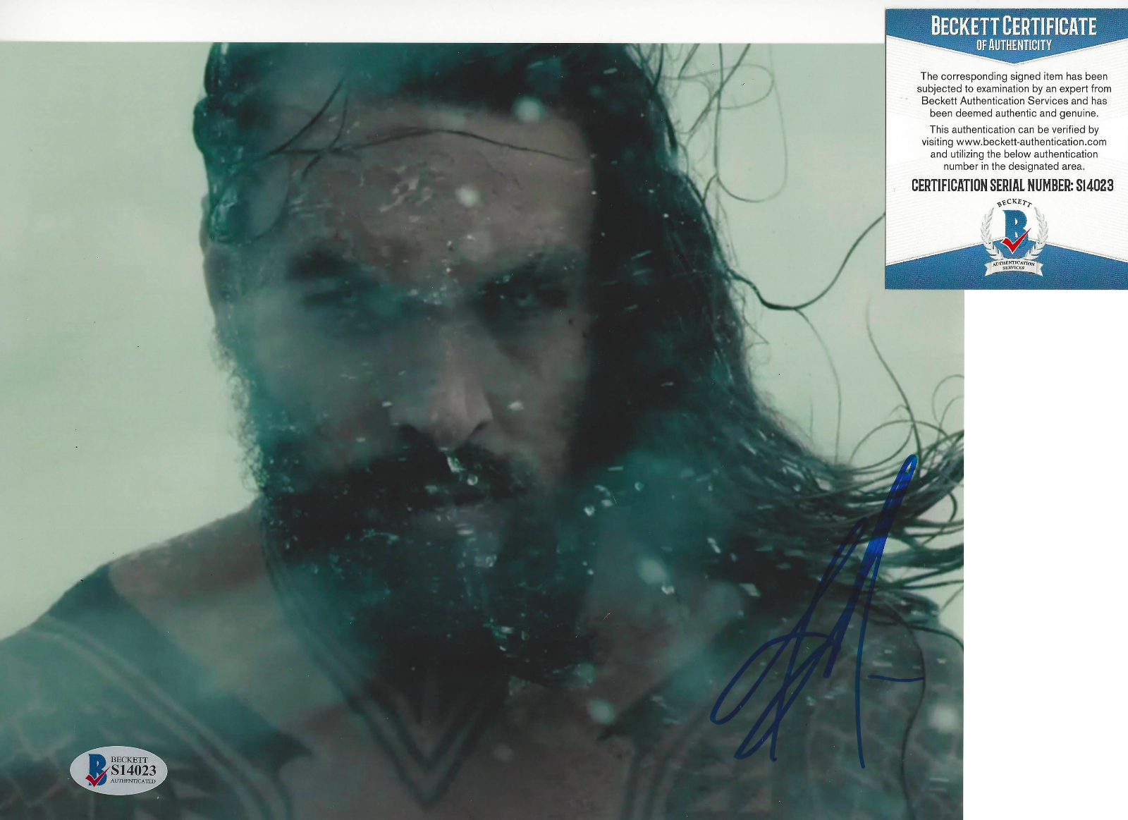 ACTOR JASON MOMOA SIGNED AQUAMAN JUSTICE LEAGUE 8X10 Photo Poster painting BECKETT COA BAS