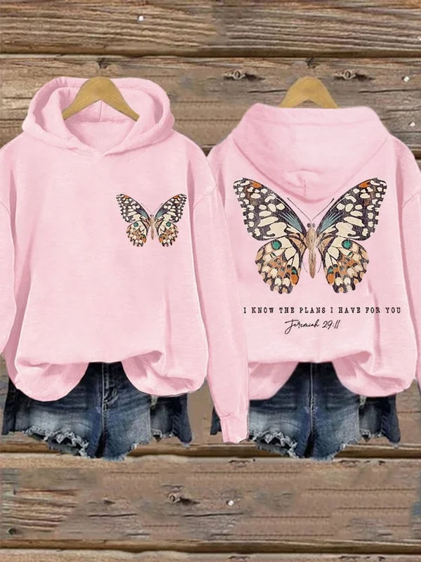 Women's Casual Jeremiah 29 11, For I Know the Plans I Have For You Print Hoodie Long Sleeve Sweatshirt socialshop