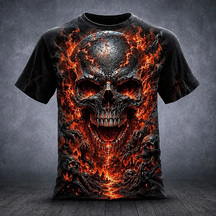 Men's Retro Halloween Skull Print T-shirt