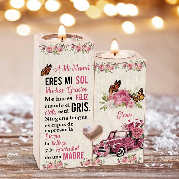A Mi madre-candelero de madera de dos piezas sin candela