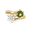 18K White Gold Round Cut Lab Diamond & Peridot Toi et Moi Ring