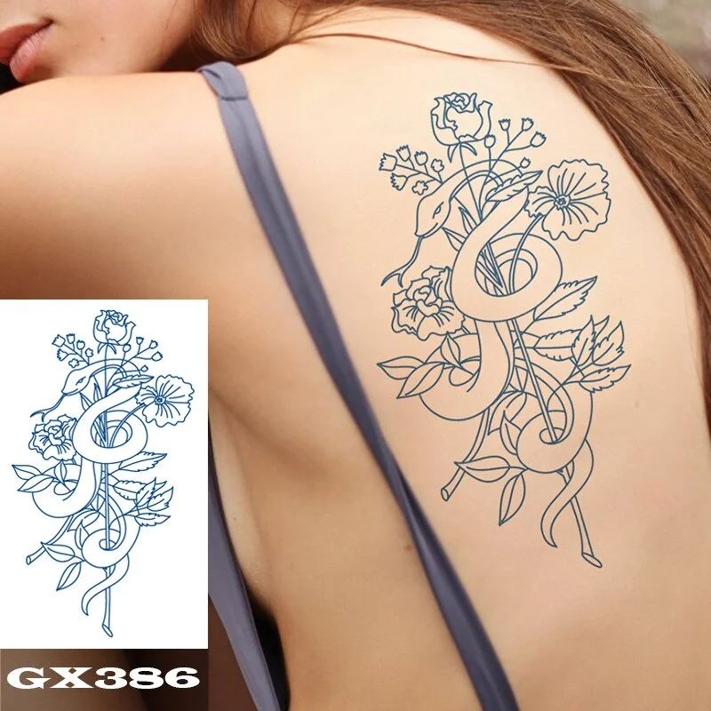 Premium Waterproof Temporary Tattoos for Women Men,Lifelike fake Tattoo Long-Lasting 1-2 Weeks ,Dark Blue Semi Permanent Tattoos