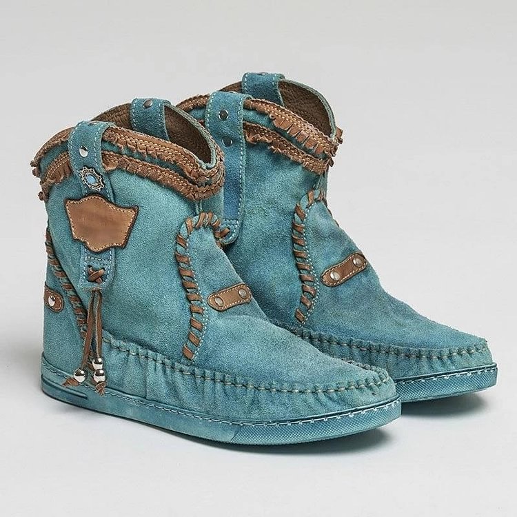 Blue Spring/Fall Faux Suede Boots -boots