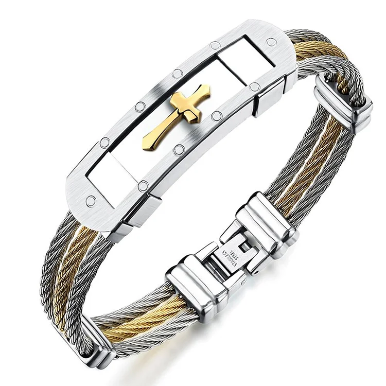 Heavy Metal Cross Steel Wire Bracelets For Boy Friend-Mayoulove