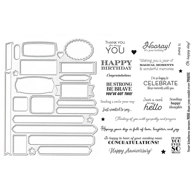Greeting Words Cutting Dies Silicone Clear Stamps DIY (C) gbfke
