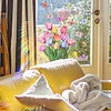 Colorful Tulips Butterfly Window Static Sticker Home Decor