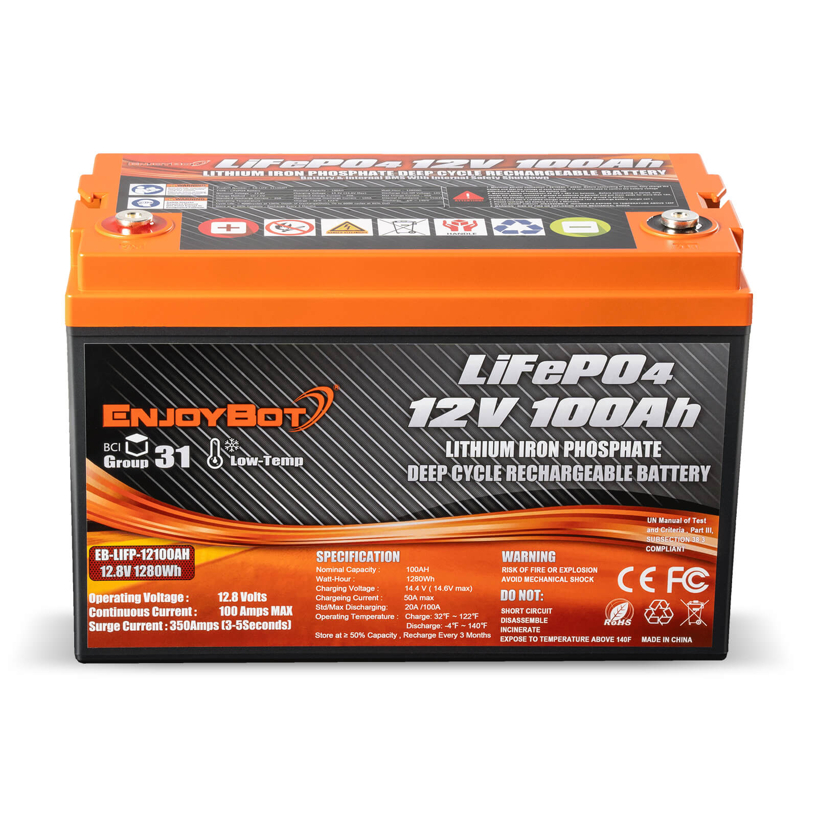 60V 100Ah Enjoybot LiFePO4 Lithium Golf Cart Battery Set - 5 Batteries