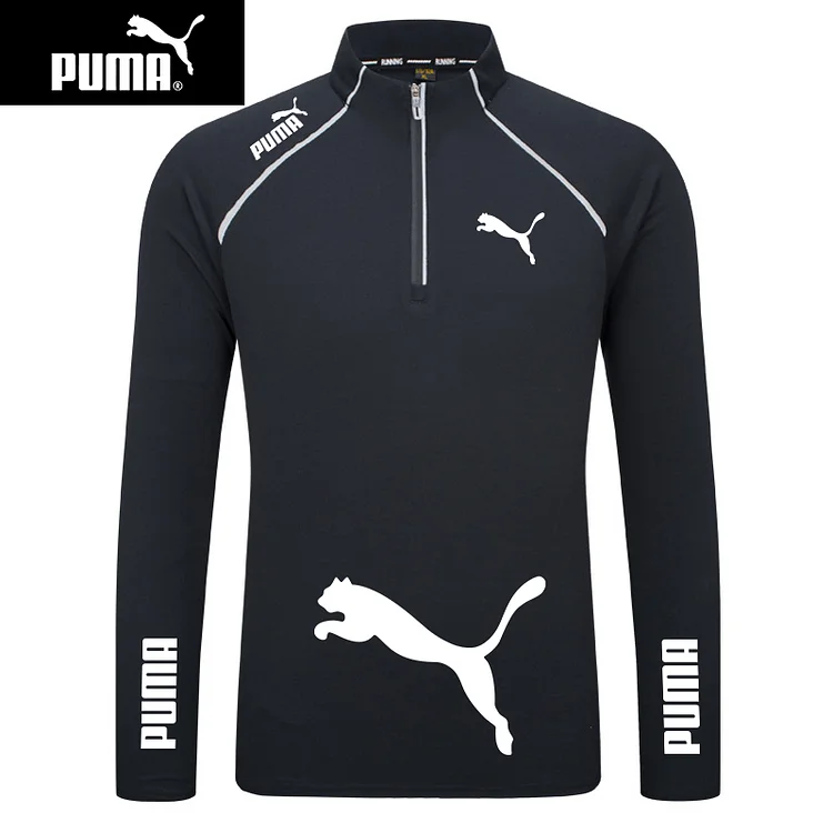 Puma - dla par, zapinana na zamek do połowy, ze stójką, szybkoschnąca, swobodna odzież sportowa z lodowego jedwabiu