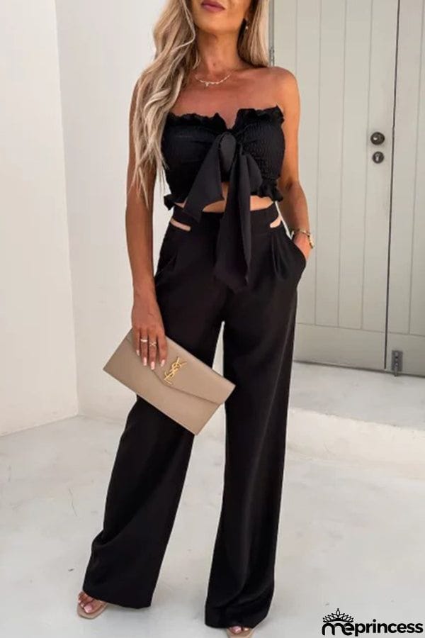 Solid Color Sleeveless Top Vest Casual Pants Set