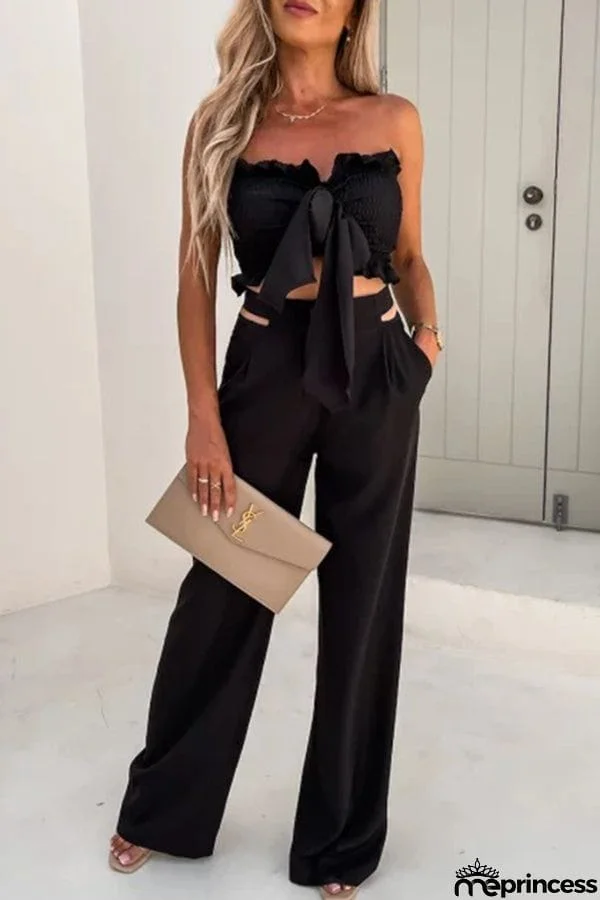 Solid Color Sleeveless Top Vest Casual Pants Set