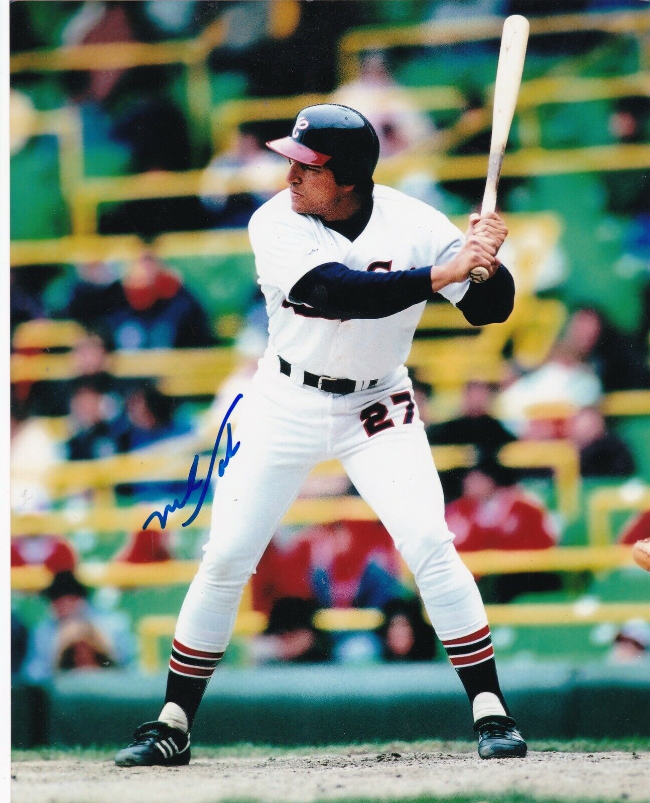 MARK SALAS CHICAGO WHITE SOX COLOR ACTION SIGNED 8x10