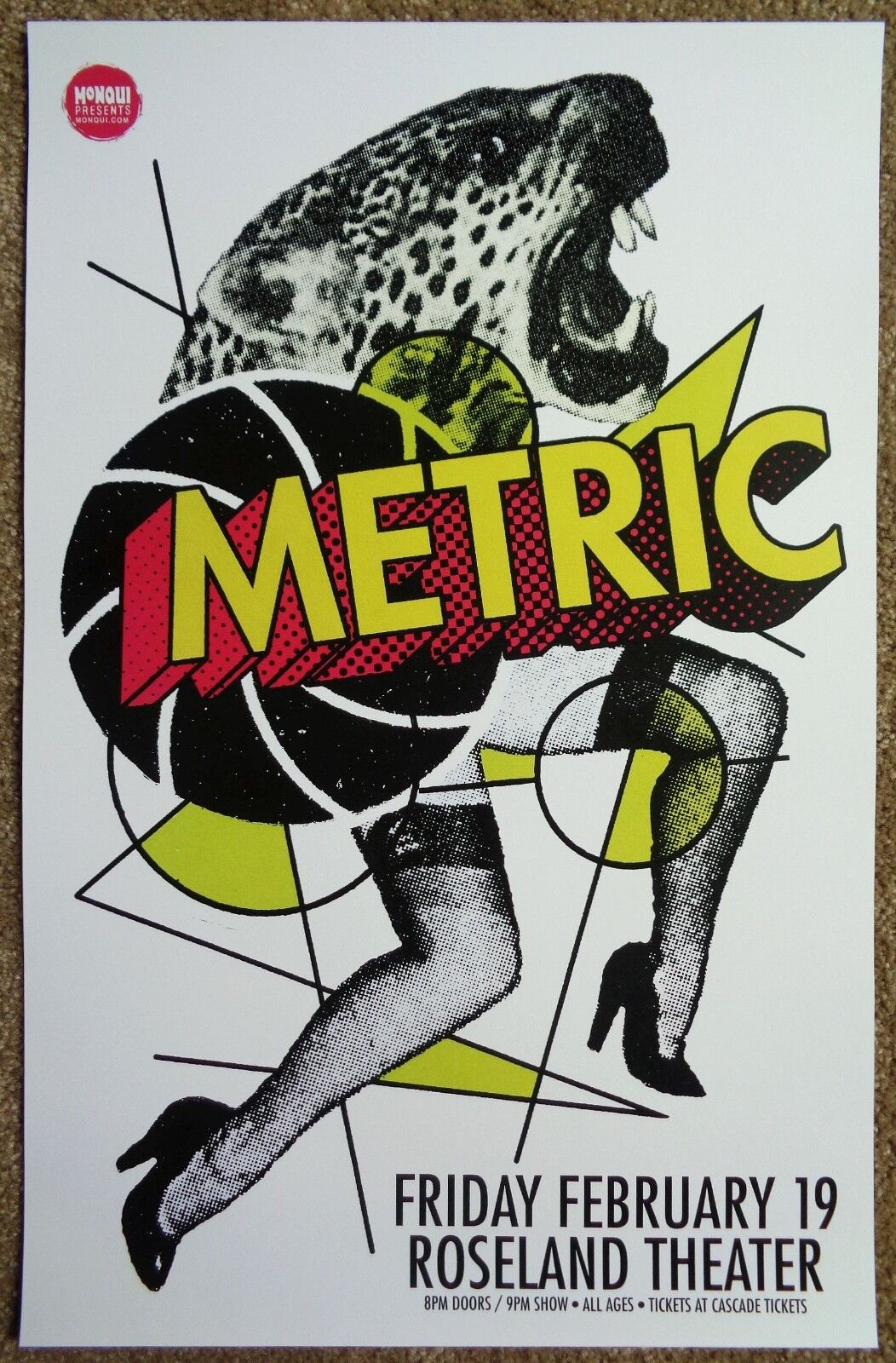 METRIC 2016 Gig POSTER Portland Oregon Concert