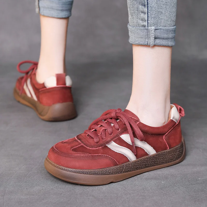 Yyvonne Spring Sports Leisure Training With Women's Board Shoes Spring And Autumn New Age Reduction Leather Running Shoes